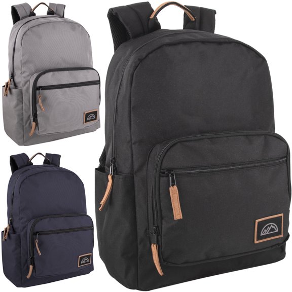 Summit Ridge 18 Inch Laptop Backpacks 24 Pack, Multipocket Vegan Leather Trim for Commute, Travel