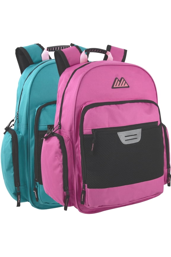 24 Pack Mesh Zippered Pocket, Rubber Grip Handle 18 Inch Laptop Backpacks, Padded Shoulder Straps for Travel, Commute