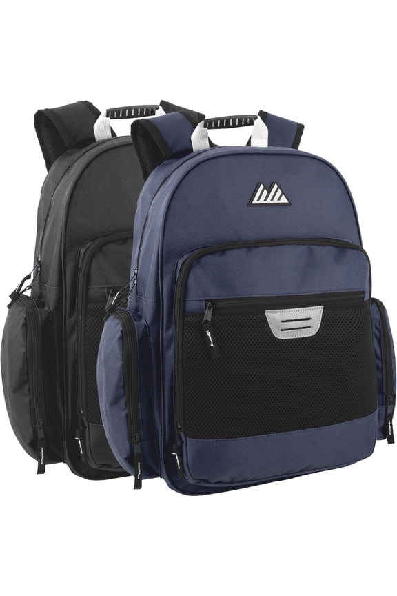 24 Pack Mesh Zippered Pocket, Rubber Grip Handle 18 Inch Laptop Backpacks, Padded Shoulder Straps for Travel, Commute