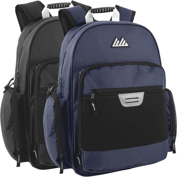 Summit Ridge 24 Pack Mesh Zippered Pocket, Rubber Grip Handle 18 Inch Laptop Backpacks, Padded Shoulder Straps for Travel, Commute