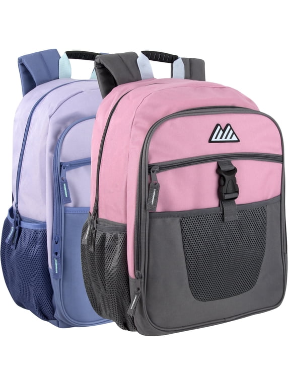 24 Pack Multi Mesh Pocket, Rubber Grip Handle 18 Inch Backpacks, Padded Shoulder Straps for Travel, Commute