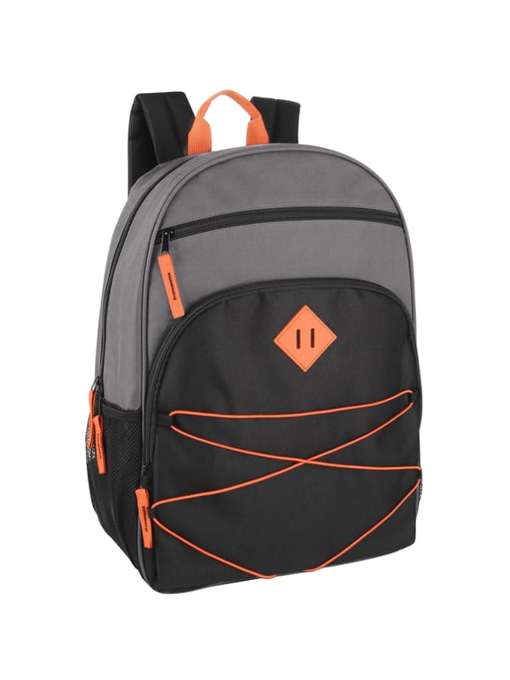 Multipocket Bungee Cord Backpack in Gray & Black