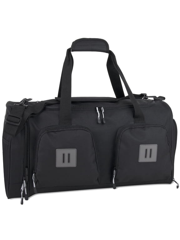 22"L Duffel Bag 38 Liter Capacity for Gym Clothes, Sports Equipment, Towels, Sneakers, Travel, Commute in Black