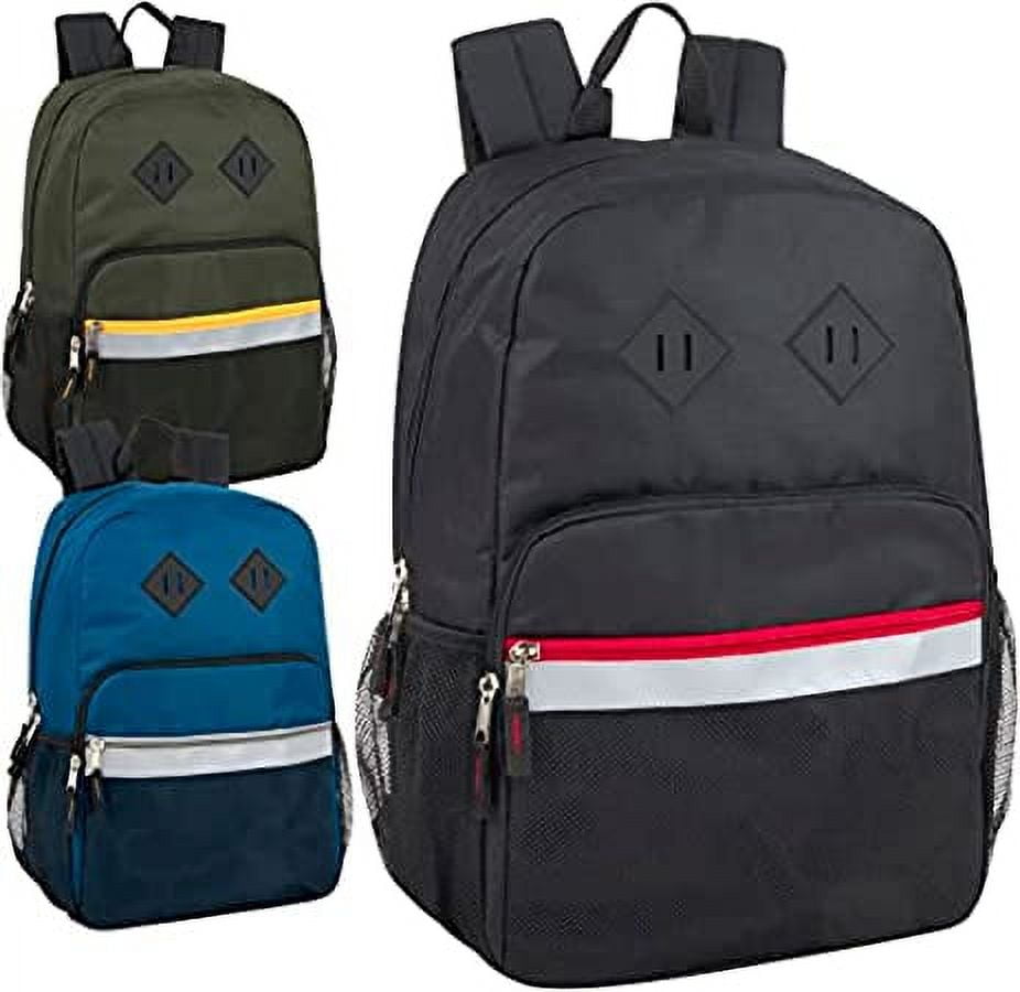 Summit Ridge Bulk Reflective Backpacks with Pockets, 18” Backpacks in