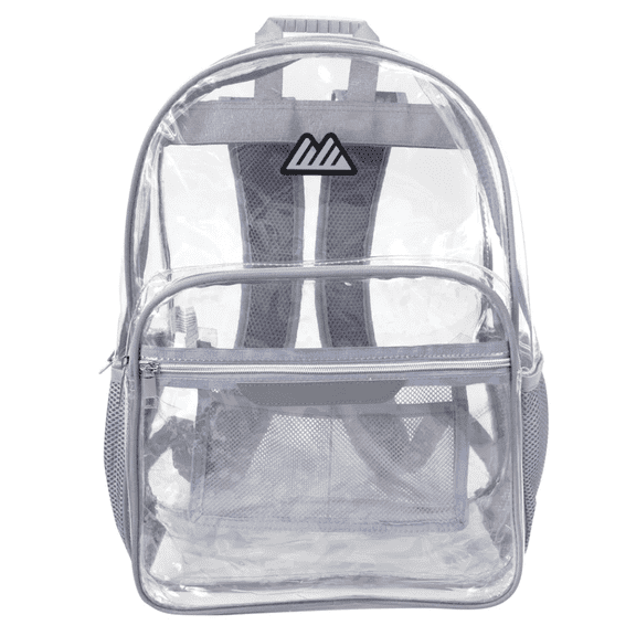 Summit Ridge Clear 18" Backpack with Patch & Printed Straps - Gray