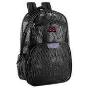 Single Solid Color Reflective Transparent See Through Mesh Stadium Approved Backpack for Travel and Commuting in Black