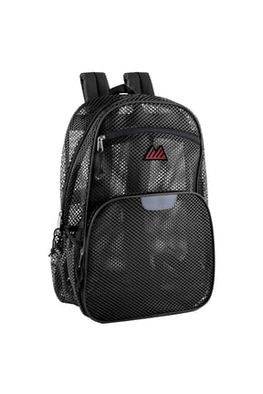 Single Solid Color Reflective Transparent See Through Mesh Stadium Approved Backpack for Travel and Commuting in Black