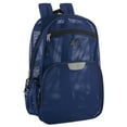 thumbnail image 1 of Single Solid Color Reflective Transparent See Through Mesh Stadium Approved Backpack for Travel and Commuting in Navy Blue, 1 of 5