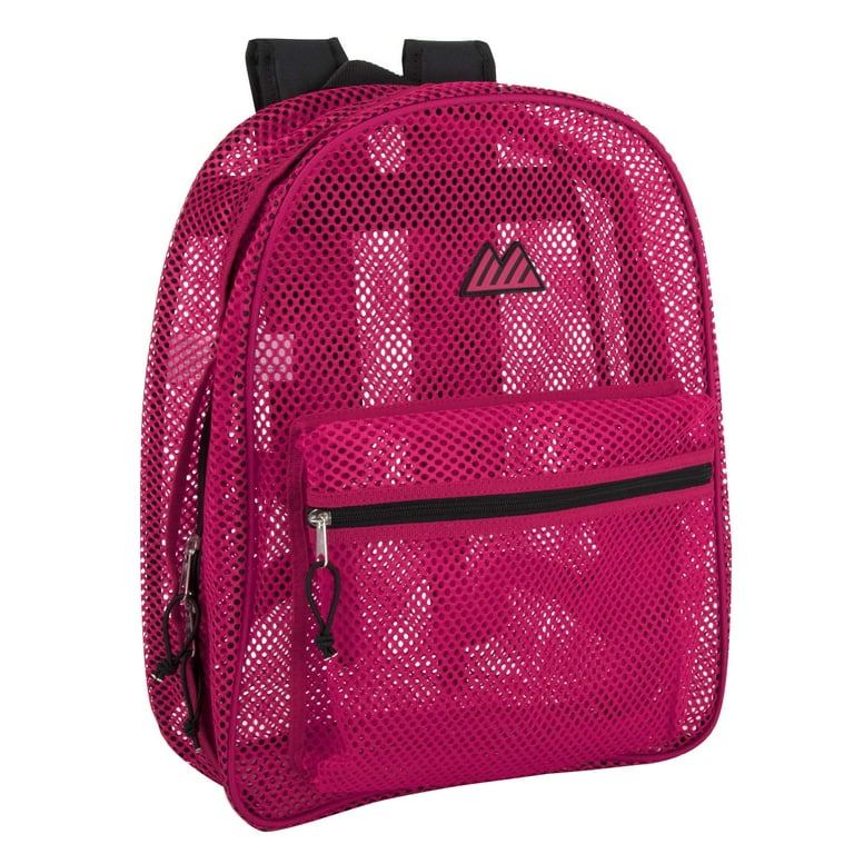 Summit Ridge Pink Mesh Backpack for Kids Adults School Beach Travel Hiking Transparent Padded Straps Walmart