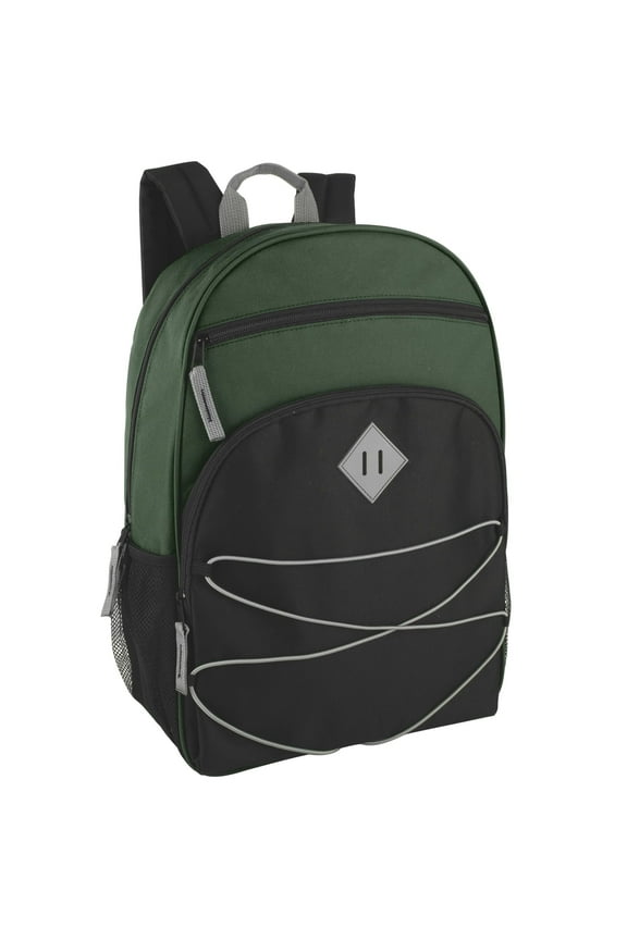 Multipocket Bungee Cord Backpack in Hunter Green & Black
