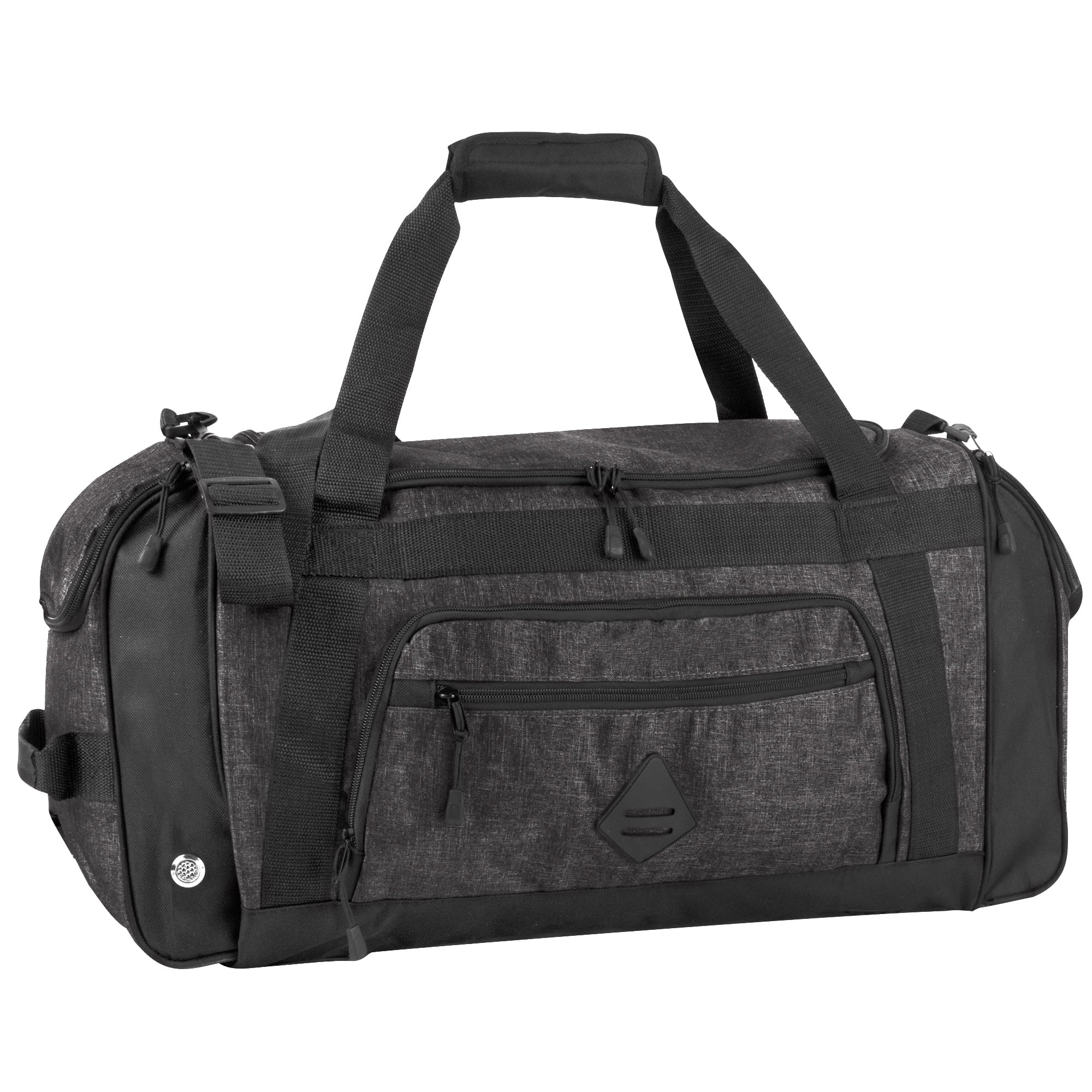 Summit Ridge 24"L Duffel Bag 42 Liter Capacity for Gym Clothes, Sports Equipment, Towels, Sneakers, Travel, Commute in Heather Black