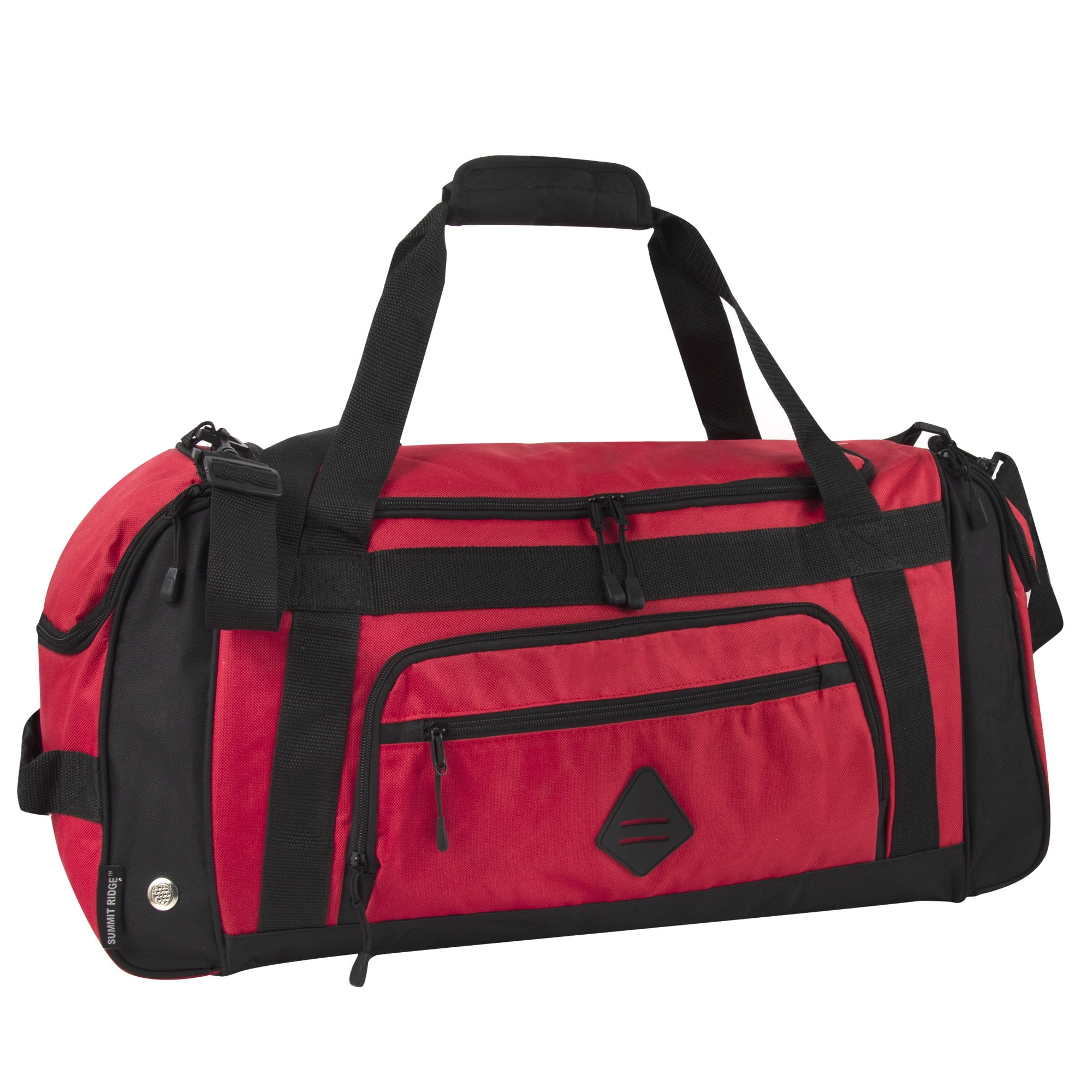 Summit Ridge 24"L Duffel Bag 42 Liter Capacity for Gym Clothes, Sports Equipment, Towels, Sneakers, Travel, Commute in Red
