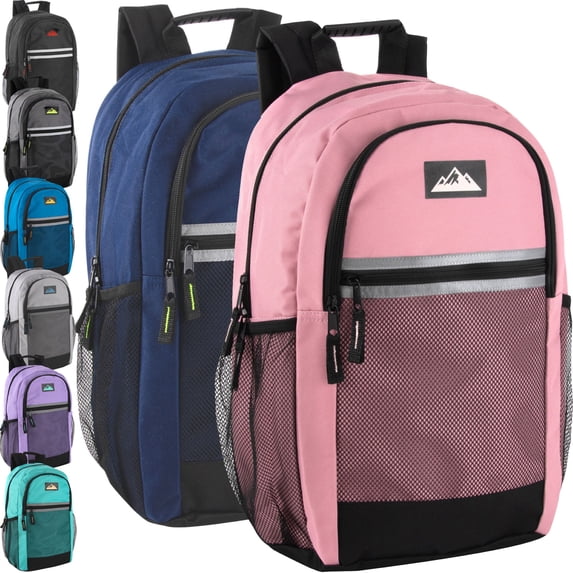 Summit Ridge Reflective Multipocket Unisex Backpacks for Travel, Commute (24 Pack Assorted Unisex Colors)