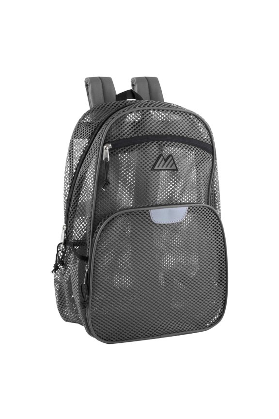 Single Solid Color Reflective Transparent See Through Mesh Stadium Approved Backpack for Travel and Commuting in Gray