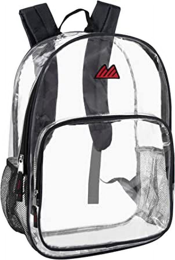 Summit Ridge Waterproof Clear Backpack with Water Bottle Holder Stadium  Approved Heavy Duty Clear Backpack Quality See Through Bag - Black 