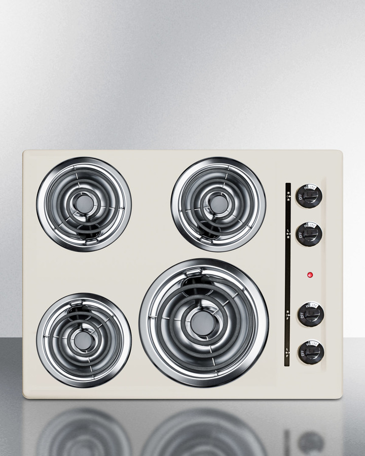 24" Wide 4-Burner Coil Cooktop, Bisque
