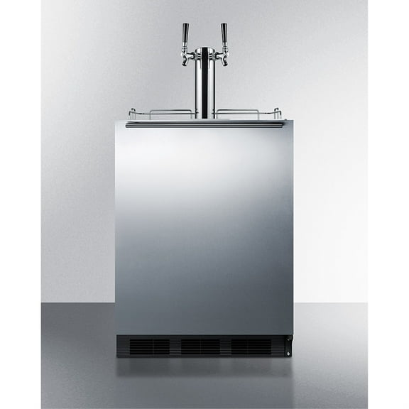 Built-in kegerator for use under ADA compliant counters with dual tap kit for two 1/6 kegs
