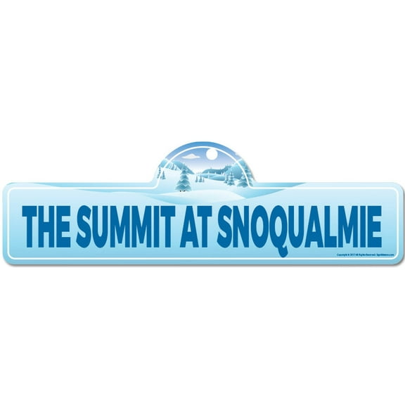 The Summit at Snoqualmie Street Sign | Indoor/Outdoor | Skiing Skier Snowboarder Décor for Ski Lodge Cabin Mountian House | SignMission personalized gift