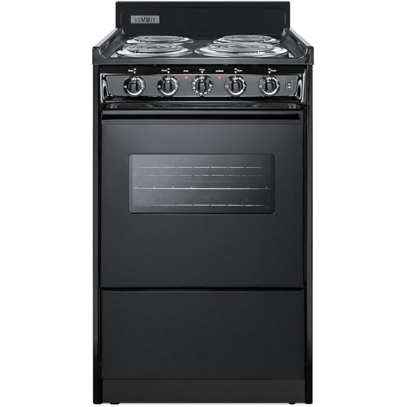 Summit Appliance TEM110CW 20 in. Electric Range with Oven Window, Interior Light & Lower Storage Compartment, Black
