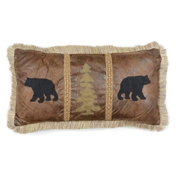 Summit Trail Bear Pillow Rustic Accent Pillow, 26" x 14"