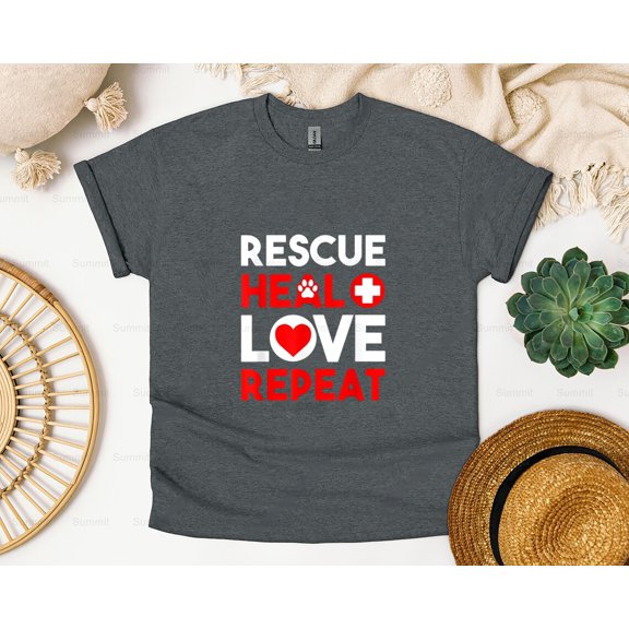 Summit810 Pet Adoption Rescue, Heal, Love, Repeat, Animal Rescue T-Shirt, SW, Hoodie, for Unisex, up to size 5XL.