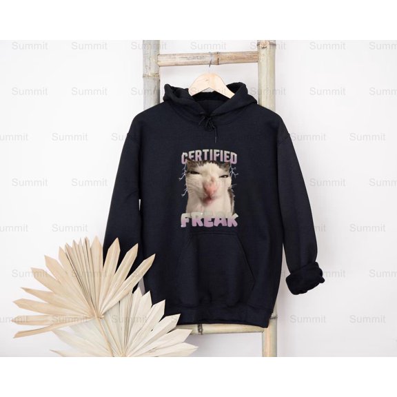 Summit82 Cat Meme, Certified, Freak, Eat, Cement, Cursed, Cat, Funny T-Shirt, SW, Hoodie, for Unisex, up to size 5XL.
