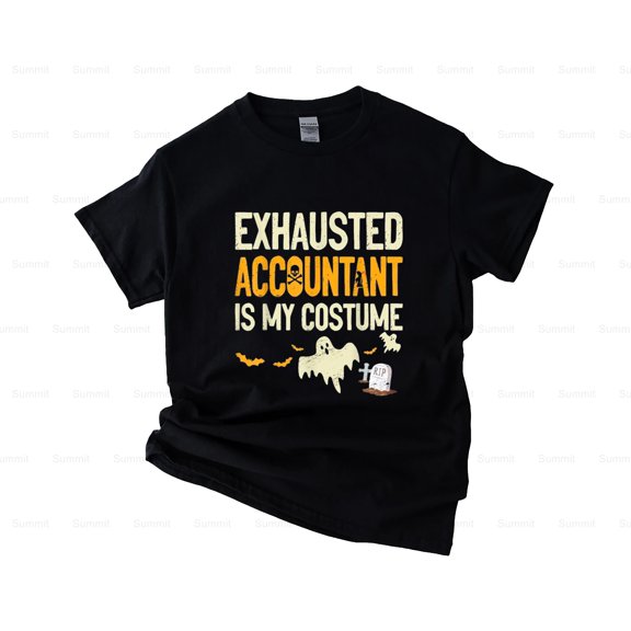 Summit84 Exhausted Accountant CPA, Halloween, Funny Accountant T-Shirt, SW, Hoodie, for Unisex, up to size 5XL.