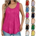 thumbnail image 1 of Womens Tank Tops Womens Summer Round Neck Tank Casual Textured Basic Sleeveless Shirts Beach Vacation Clothes for Women S-2XL, 1 of 9