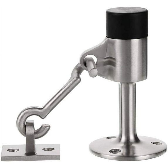 Sumnacon Stainless Steel Door Stopper with Hook, Heavy Duty Doorstop with Scews - Wall Mounted Door Stopper for Home Office, Silver