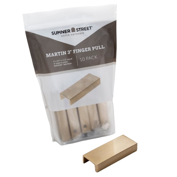 Sumner Street Home Hardware 10 Pack Martin 3" Satin Brass Finger Pull