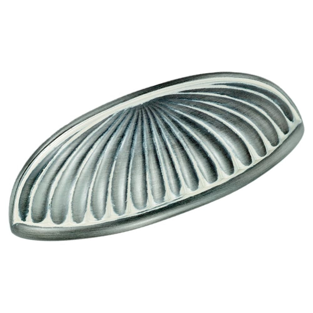 Vintage Pewter Scalloped Cup Pull Set with Mounting Hardware