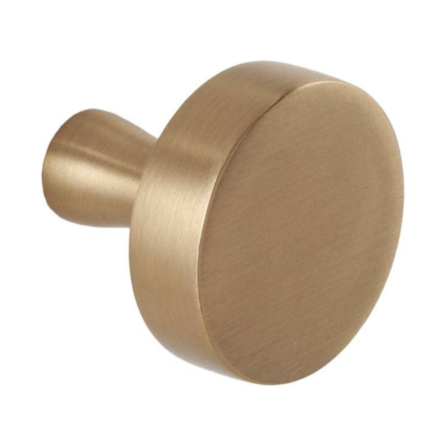 Satin Brass Round Modern Cabinet Knob with Mounting Hardware