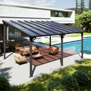 Sumnthink 12'x16' Gazebo for Patio, Gazebo Pergola with Sloped Roof, Large Wall-Mounted Heavy Duty Awnings, for Patio, Deck and Backyard