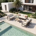 thumbnail image 1 of Sumnthink 5-Piece Outdoor Patio Furniture Set, Modern Metal Conversation Set for Porch, Deck, Balcony (Off White), 1 of 8