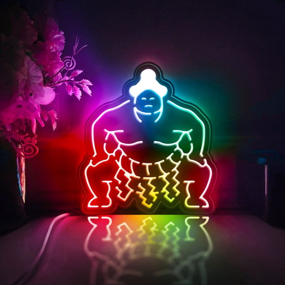 Sumo Led Light Box, Dimmable Neon-Like Light Signs USB Power for Wall Decor Bedroom Decoration, Color Flow Effect (WxH) 16"x17"