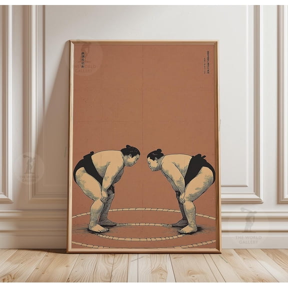 Sumo Wrestler Poster Japanese Style Illustration Vintage Sport Art, Unframed Poster