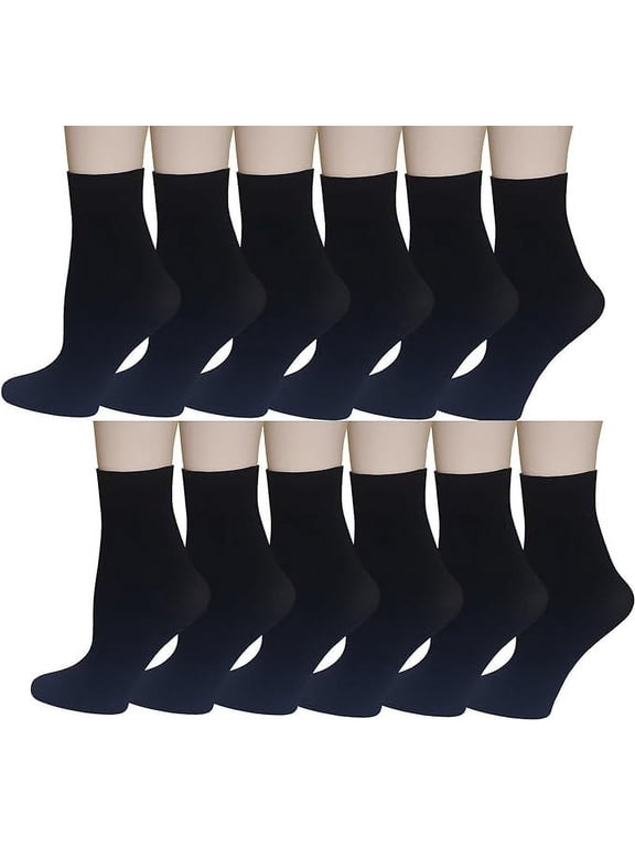 12 Pairs Pack Women Opaque Stretchy Spandex Ankle High Trouser Socks