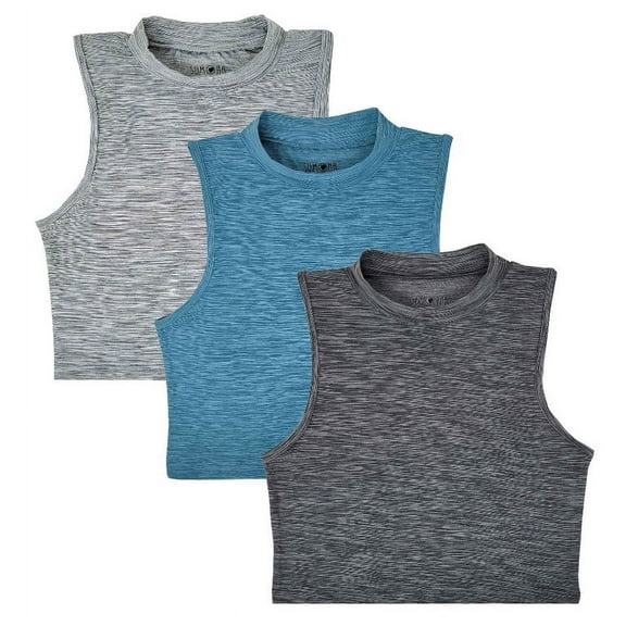 Sumona 3 Pack Everyday Casual Sport Yoga Women Mock Neck Crop Tops