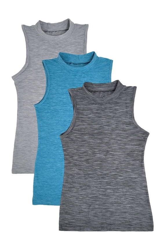 3 Pack Everyday Casual Sport Yoga Women Mock Neck Tank Tops