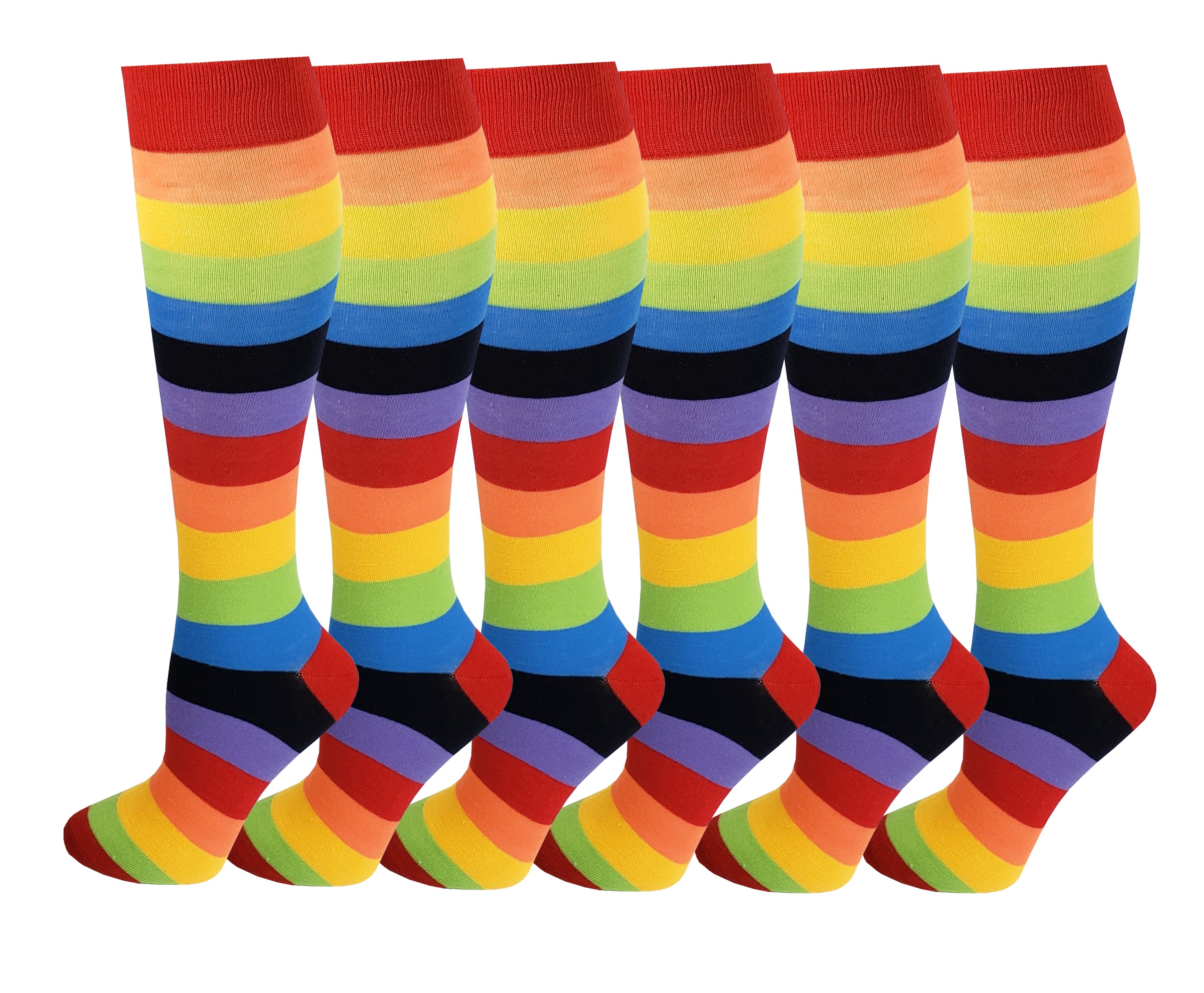 Sumona 6 Pairs Pack Women Rainbow Stripes Knee High Socks - image 1 of 2