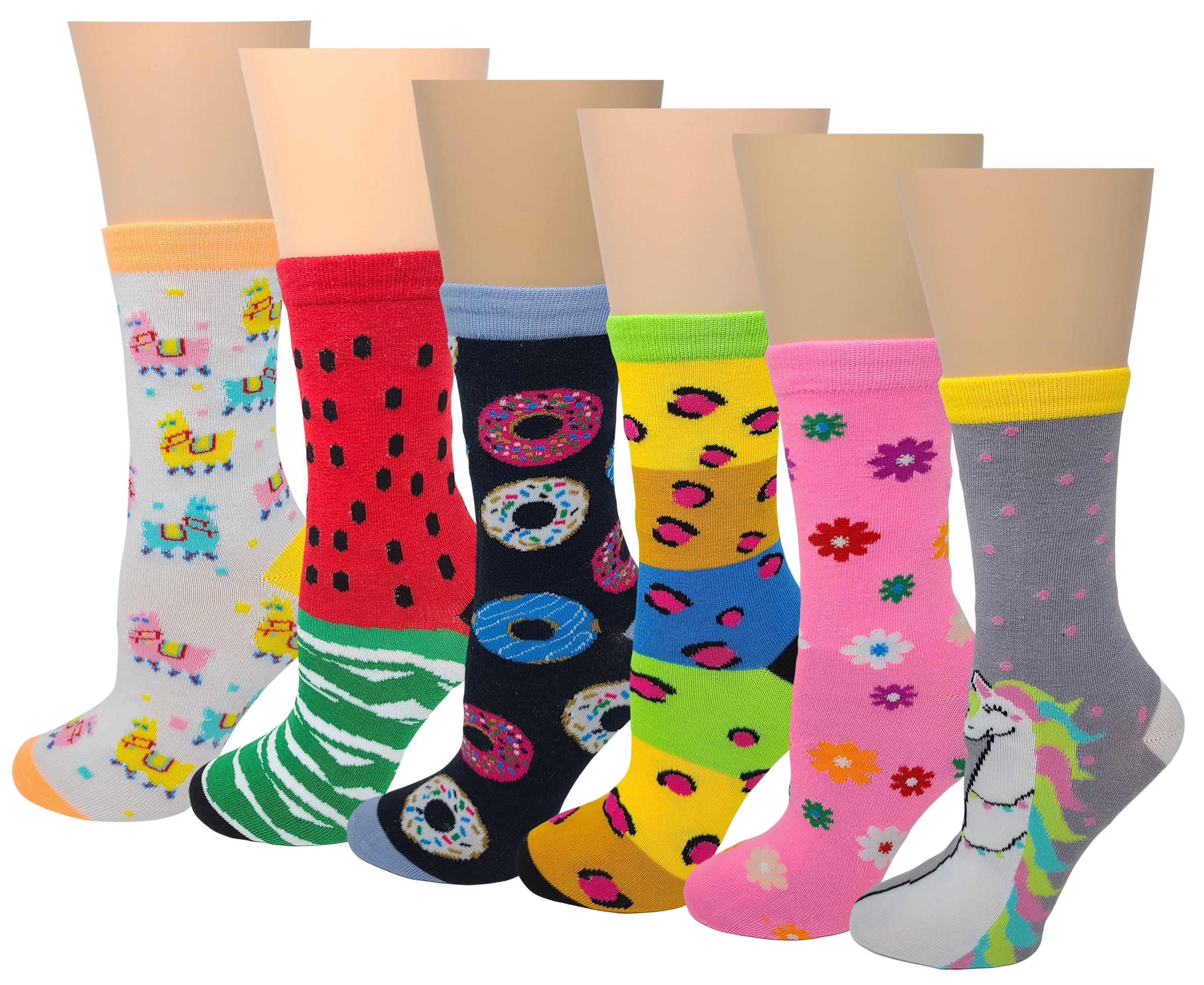 Sumona 6 Pairs Women Bright Colorful Assorted Fancy Design Novelty