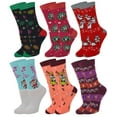 thumbnail image 1 of Sumona 6 Pairs Women Colorful Fancy Crazy Design Fastive Novelty Crew Socks, 1 of 5