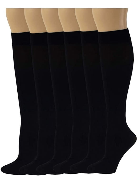 6 Pairs Women Opaque Stretchy Spandex Knee High Trouser Socks