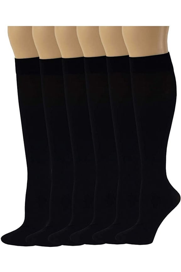 6 Pairs Women Opaque Stretchy Spandex Knee High Trouser Socks