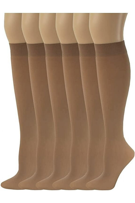 6 Pairs Women Opaque Stretchy Spandex Knee High Trouser Socks