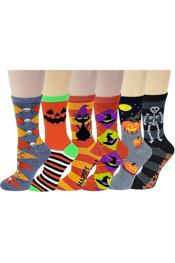 6 pairs Womens Halloween Novelty Crew Socks