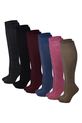 Knee-High Cable Knit Boot Winter Socks, 6-Pack