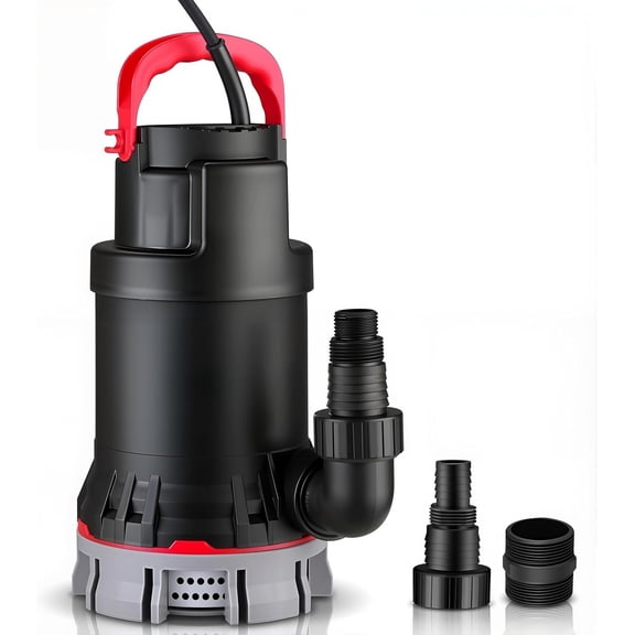 Sump Pump 1-1/4 4600 GPH Submersible Water Pump Thermoplastic Portable Utility Pump High Flow Water Removal for Swimming Pool Garden Pond Basement Window Wells with Filter Base