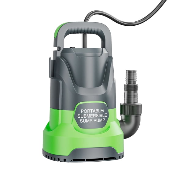 Sump Pump 1.1HP Submersible Water Pump 4700GPH Electric Portable Transfer Water Pump for Pool Draining Basement Green