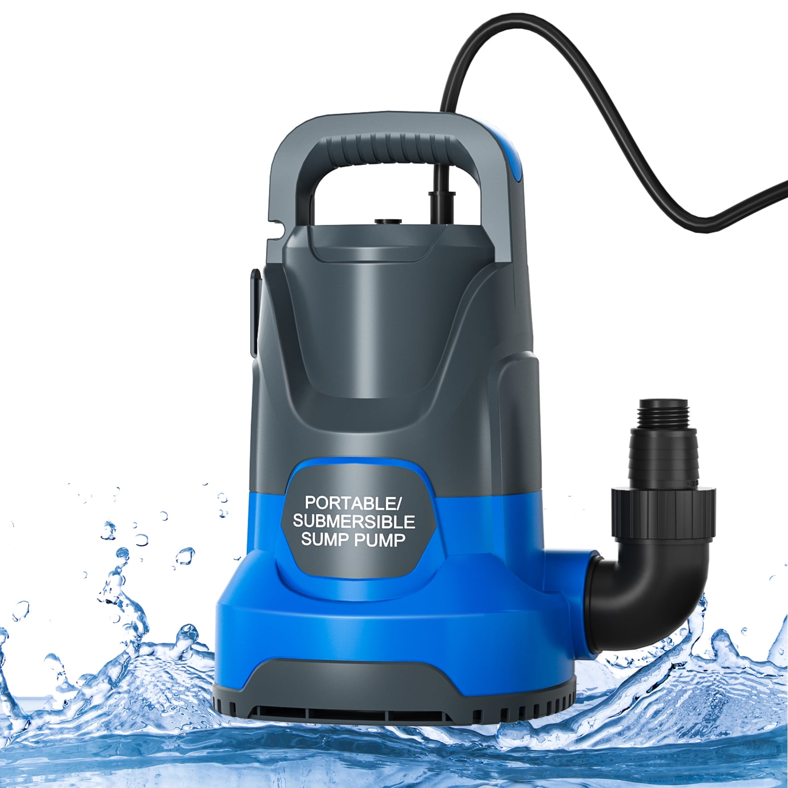 Sump Pump Submersible Water Pump 1.1HP 4700GPH Portable Water Transfer Pump Electric for Pool Draining Hot Tub Basement Utility Pumps Blue